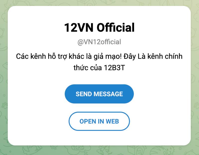 Liên Hệ 4 Telegram 12VN Official – Hỗ trợ chat cực nhanh