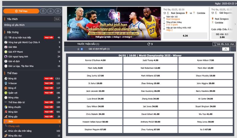 Ưu điểm khi cá cược bi-a tại 12bet