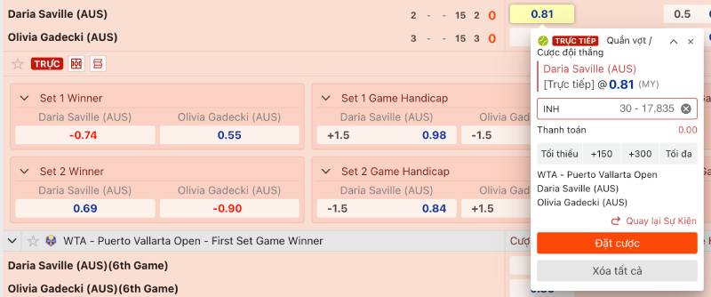 Ưu tiên kèo live ngay trong trận