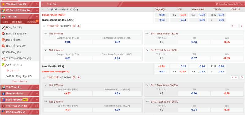 Vì sao nên cá cược tennis tại 12Bet?